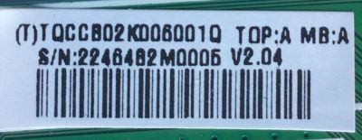 MAIN PARA TV VIZIO / NUMERO DE PARTE TQCCB02K006 / 715G5661-M0B-000-004K / (T)TQCCB02K006001Q / 006LP0246896B / DISPLAY M236HGE-P02 / MODELO E241-A1 LTTXNUAN	 - Imagen 4